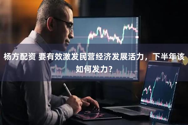 杨方配资 要有效激发民营经济发展活力，下半年该如何发力？